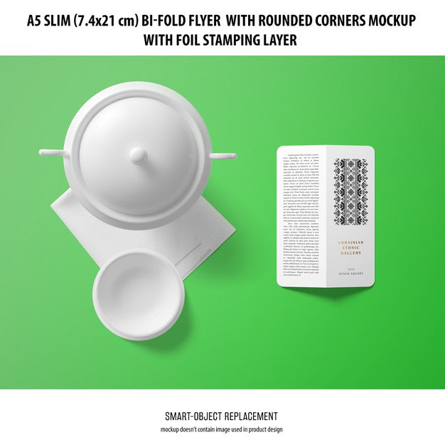 Free A5 Slim Bi-Fold Flyer Mockup Psd