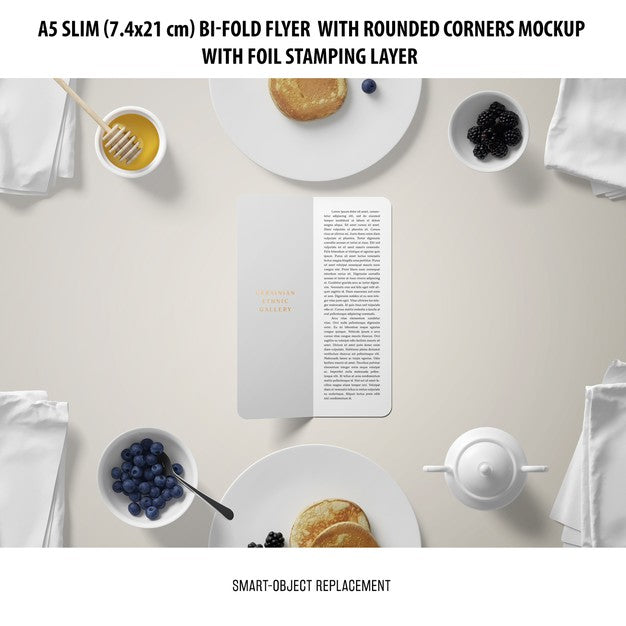 Free A5 Slim Bi-Fold Flyer Mockup Psd