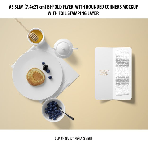 Free A5 Slim Bi-Fold Flyer Mockup Psd