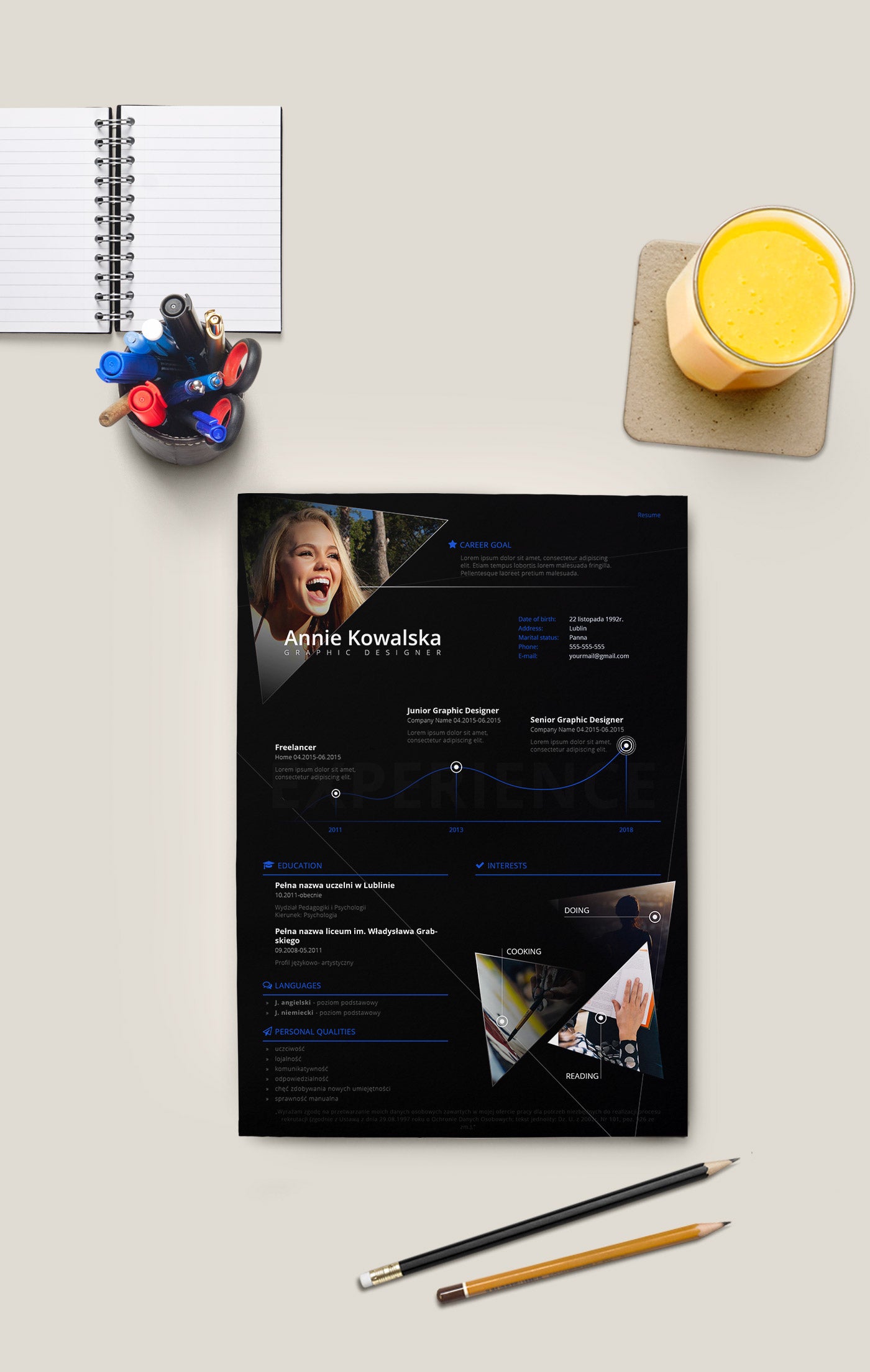 Free Minimalist CV Resume Template in Indesin (INDD) Fromat