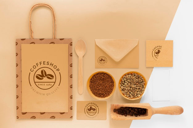 Free Above View Items Arrangement Coffee Branding Psd