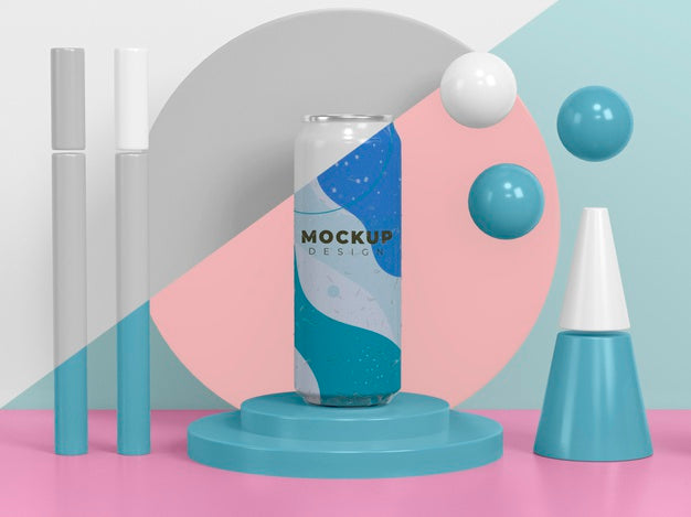 Free Abstract Can Packaging Mock-Up Psd