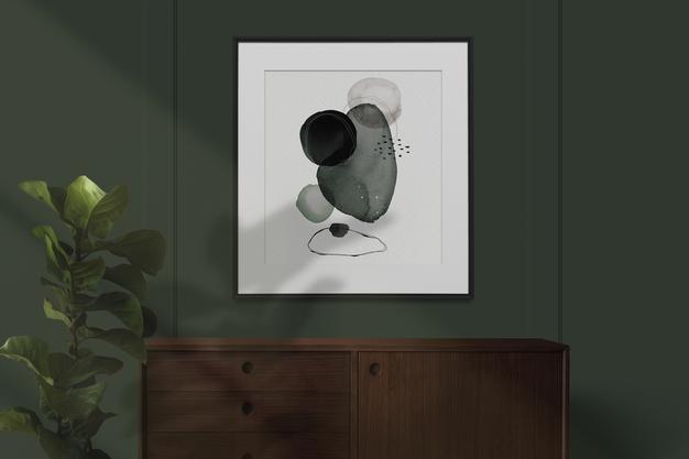 Free Abstract Paint In A Picture Frame Mockup Psd