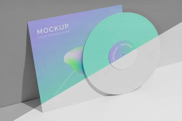 Free Abstract Retro Vinyl Disk With Packaging Mock-Up Psd