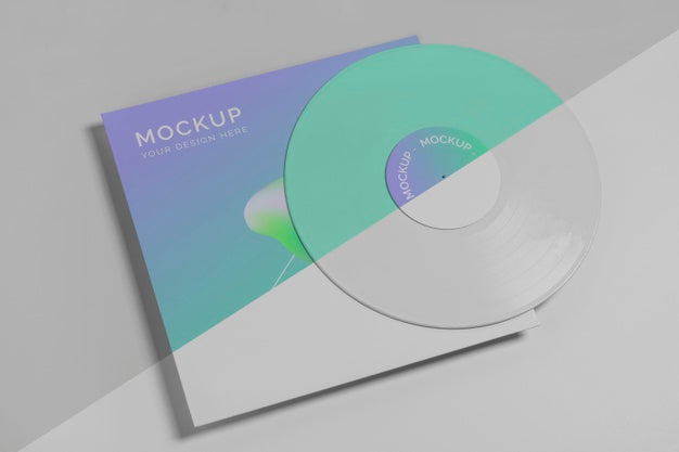 Free Abstract Retro Vinyl Disk With Packaging Mock-Up Psd