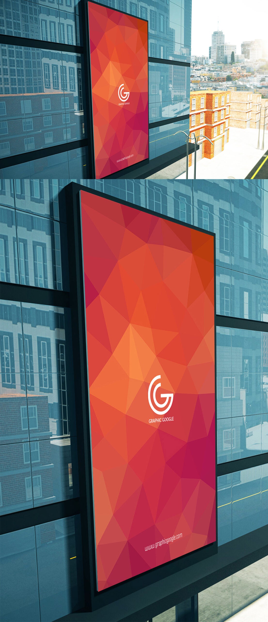 Free Advertisement Building Billboard Mockup