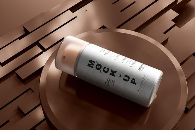 Free Aluminum Body Cosmetic Pump Bottle Mockup Psd