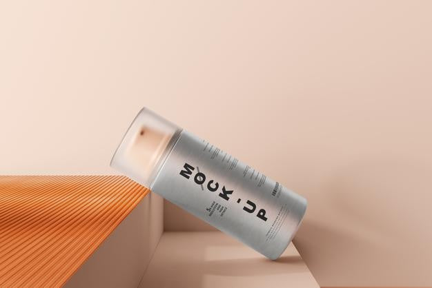 Free Aluminum Body Cosmetic Pump Bottle Mockup Psd