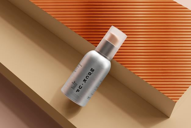 Free Aluminum Body Cosmetic Spray Bottle Mockup Psd