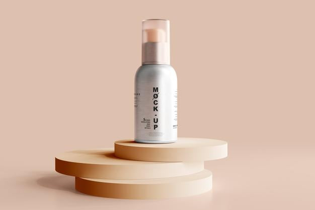 Free Aluminum Body Cosmetic Spray Bottle Mockup Psd