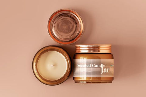 Free Amber Glass Candle Jar Mockup Psd