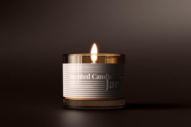 Free Amber Glass Candle Mockup Psd