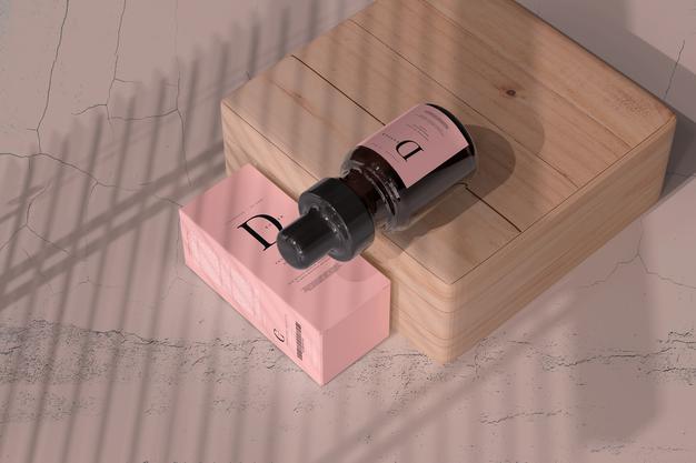 Free Amber Glass Dropper Bottle With Box Mockup Psd