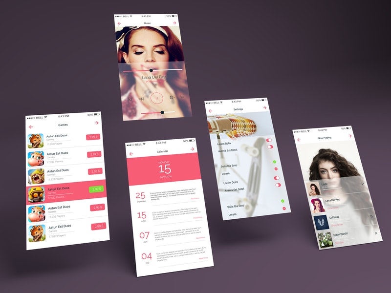 Free App Multiple Screens Showcase Mockup Vol.7
