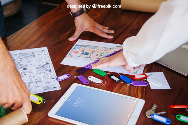 Free Architect Desk With Tablet Mockup Psd