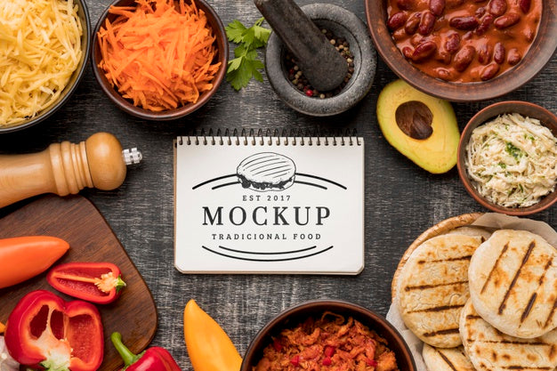 Free Arrangement Of Food Mock-Up Top View Psd
