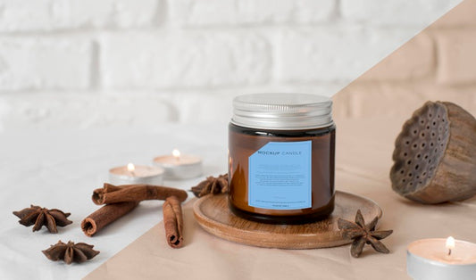 Free Arrangement Of Mock-Up Candle Packaging Psd