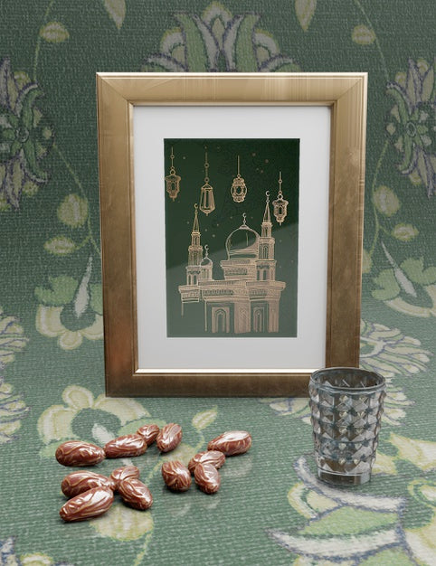 Free Arrangement With Frame And Dates On Floral Background Psd