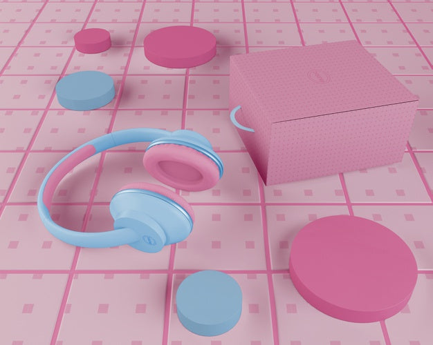 Free Arrangement With Headphones And Box Psd