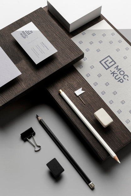 Free Assortment Of Mock-Up Stationery On Wood Psd