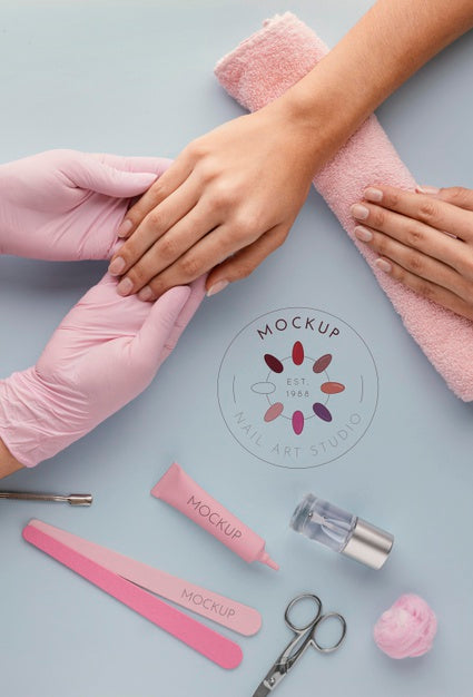 Free Assortment Of Nail Care Products With Mock-Up Psd