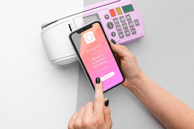 Free Assortment With Smartphone Payment App Mock-Up Psd