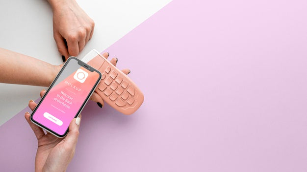 Free Assortment With Smartphone Payment App Mock-Up Psd