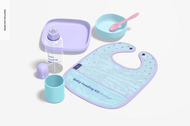Free Baby Feeding Kit Mockup Psd