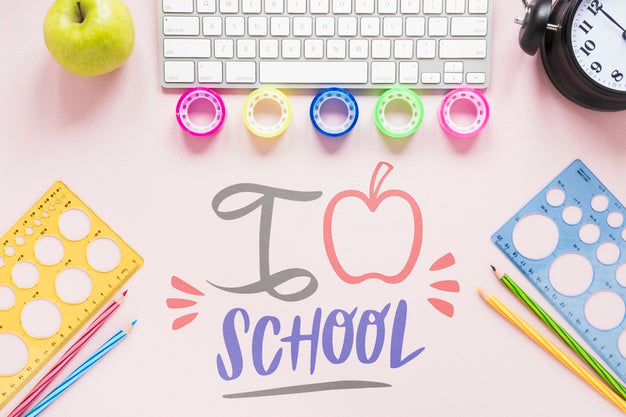Free Back To School Supplies On Pink Background Psd