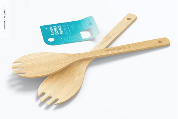 Free Bamboo Slotted Spatulas Mockup Psd