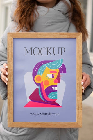 Free Beautiful Frame Model Mockup Held By Girl Psd