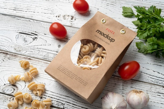 Free Beautiful Pasta Packaging Mockup Psd