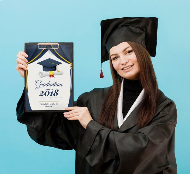 Free Beautiful Student Holding Graduation Diploma Psd