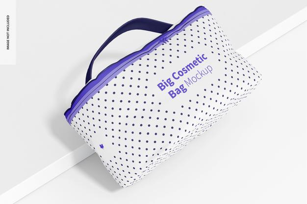 Free Big Cosmetic Bag Mockup, Top View Psd