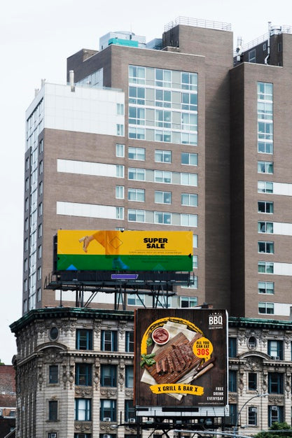Free Billboard In The City Mock-Up Psd