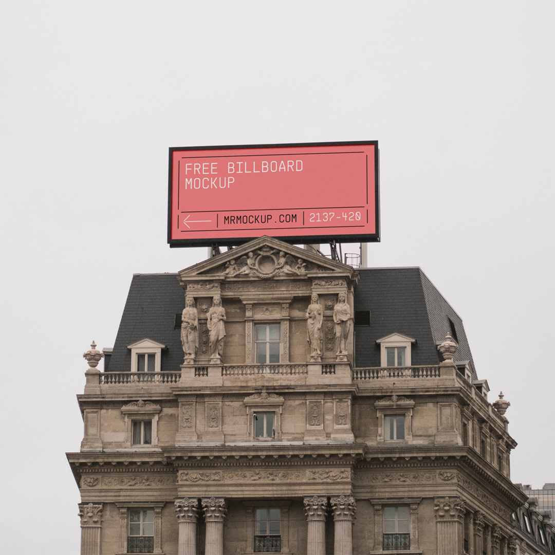 Free Billboard On Tenement Mockup