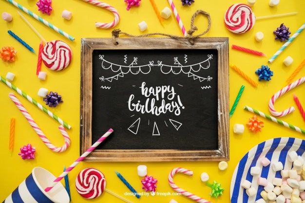 Free Birthday Decoration With Slate Psd