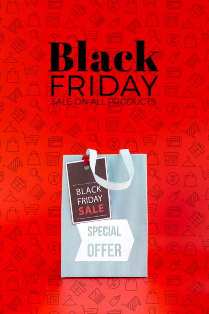 Free Black Friday Concept Mock-Up With Red Background Psd