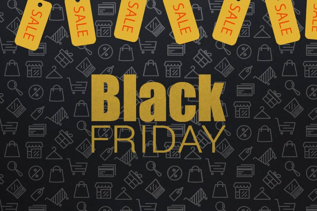 Free Black Friday Design With Yellow Tags Psd