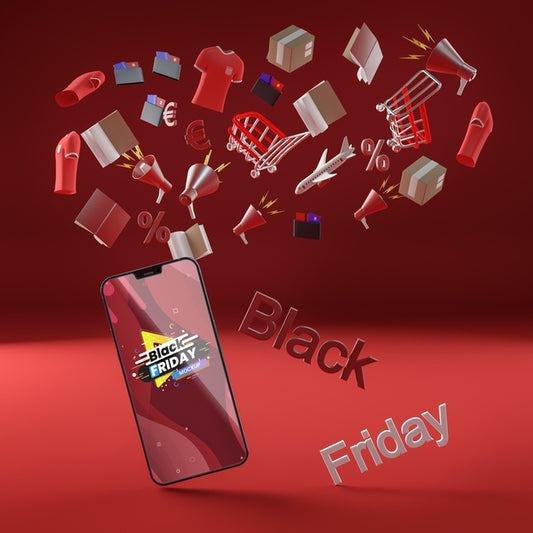 Free Black Friday Mobile Phone Discount Red Background Psd