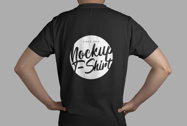 Free Black T-Shirt Mode Back View Mockup Psd