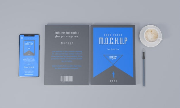 Free Book Stationery Desing Mockup Psd
