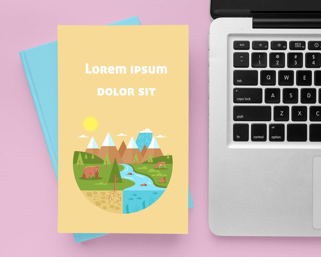 Free Books Arrangement With Laptop Psd