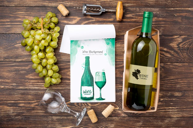 Free Bottle Of Wine With Glass Psd