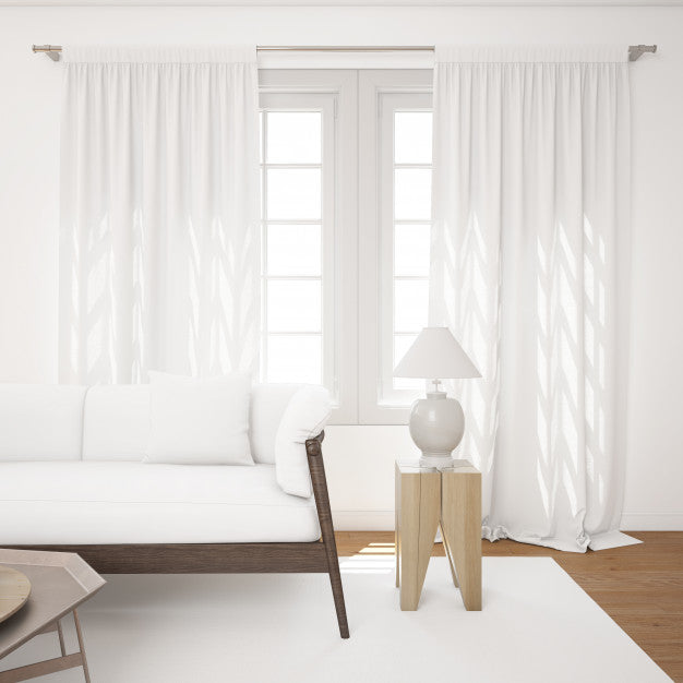 Free Bright Living Room With White Mockup Sofa Psd