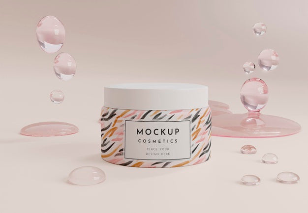 Free Bubbles And Cream Container Arrangement Psd