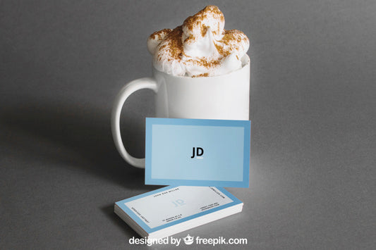 Free Business Card Mockup With Coffee Psd