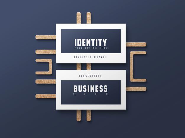 Free Business Card Psd Mockup With Wood Psd