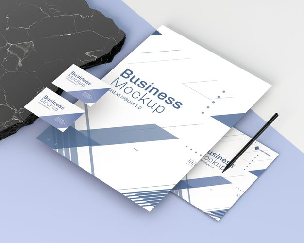 Free Business Stationery Mock-Up High View Psd