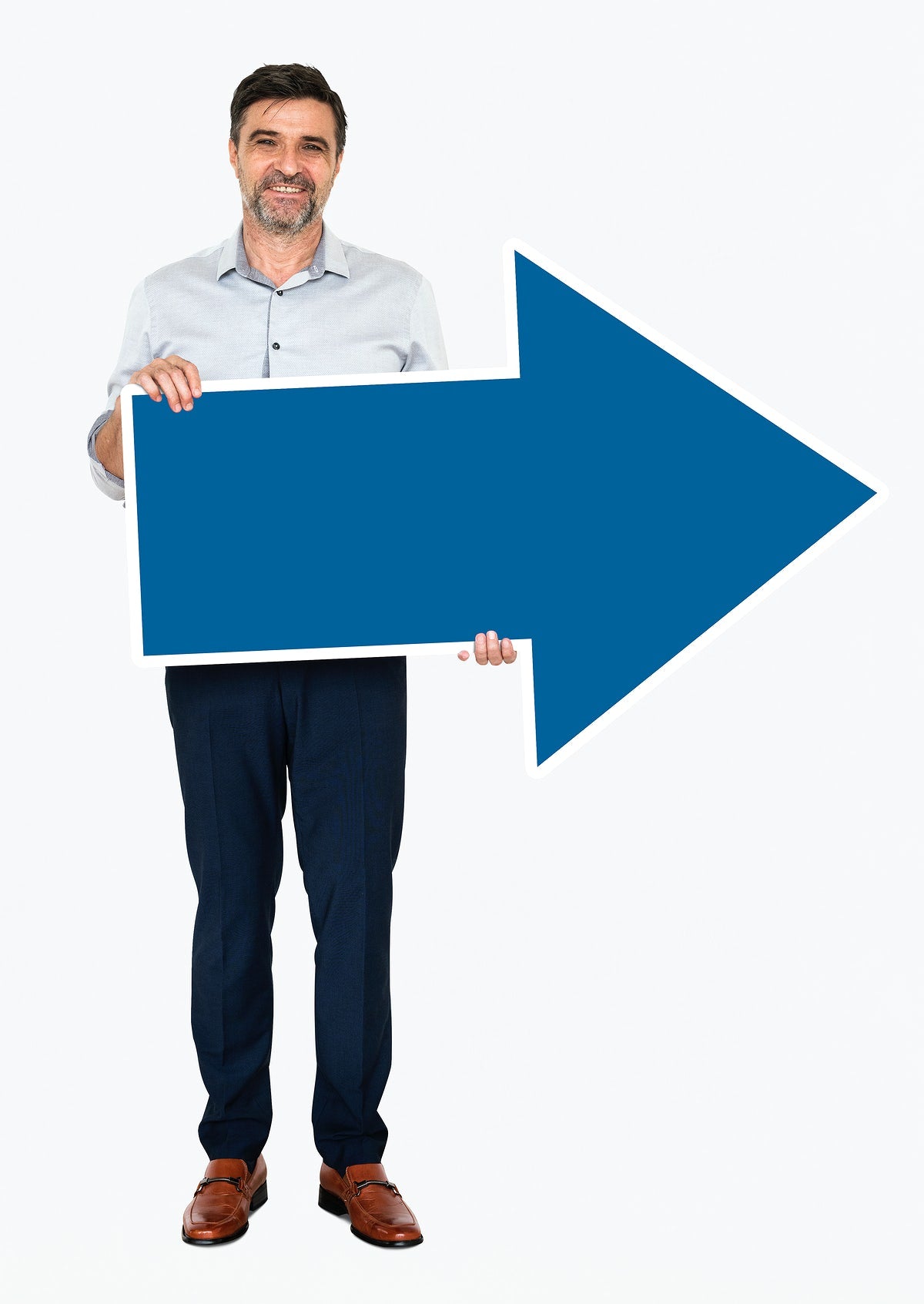 Free Businessman Holding A Blue Arrow